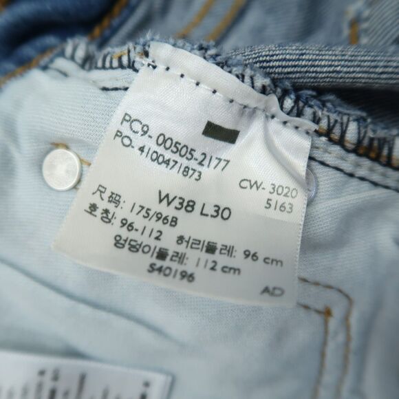 Levi's 505 Jeans Mens Size 38x30 Blue Regular Straight Stretch Denim Pants - Picture 6 of 16